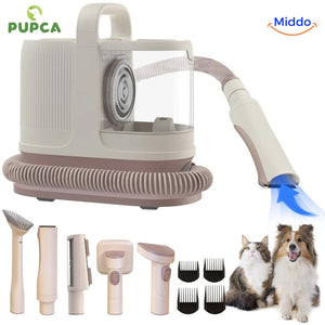 kit de toilettage pour animaux avec aspirateur et 9 accessoires inclus, vue d'ensemble complète