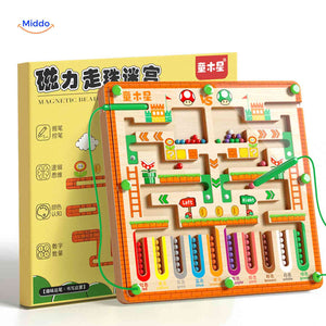 jeu de labyrinthe magnétique en bois pour enfants, favorise l'apprentissage par le jeu