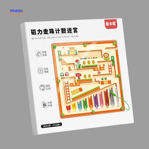 labyrinthe en bois avec billes magnétiques, jeu de puzzle éducatif pour la logique enfant