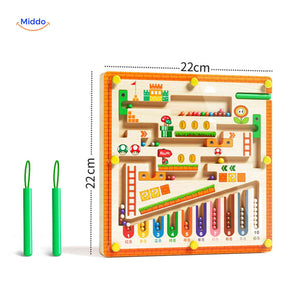 labyrinthe magnétique en bois format compact, jouet d'éveil éducatif pour bébé et tout-petit