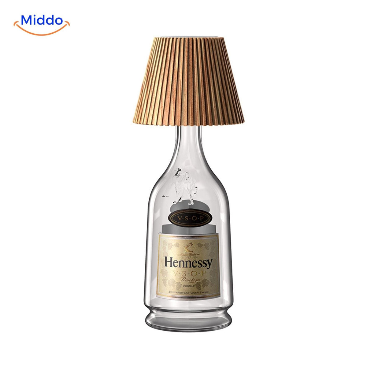 lampe bouteille de vin avec abat-jour en bois, lumière d'ambiance chaleureuse pour table