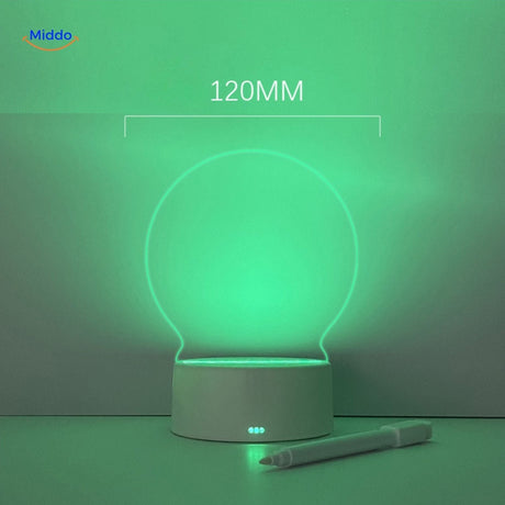 dimensions du panneau lumineux rond de la lampe de bureau sur fond vert