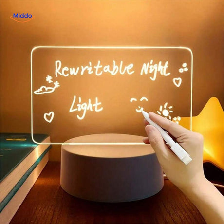 lampe de bureau luminote avec tableau mémo effaçable en cours d'utilisation