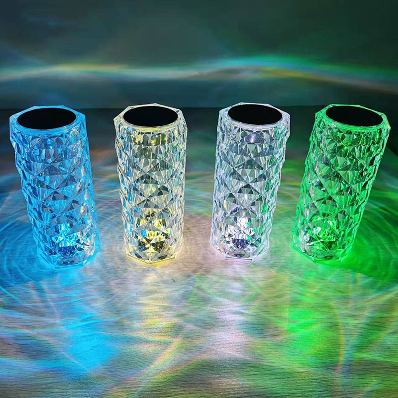 lampe cristal avec panneau tactile pour régler l'allumage et l'intensité lumineuse