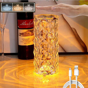 lampe cristal RGB avec commande tactile et télécommande pour choisir parmi 16 couleurs