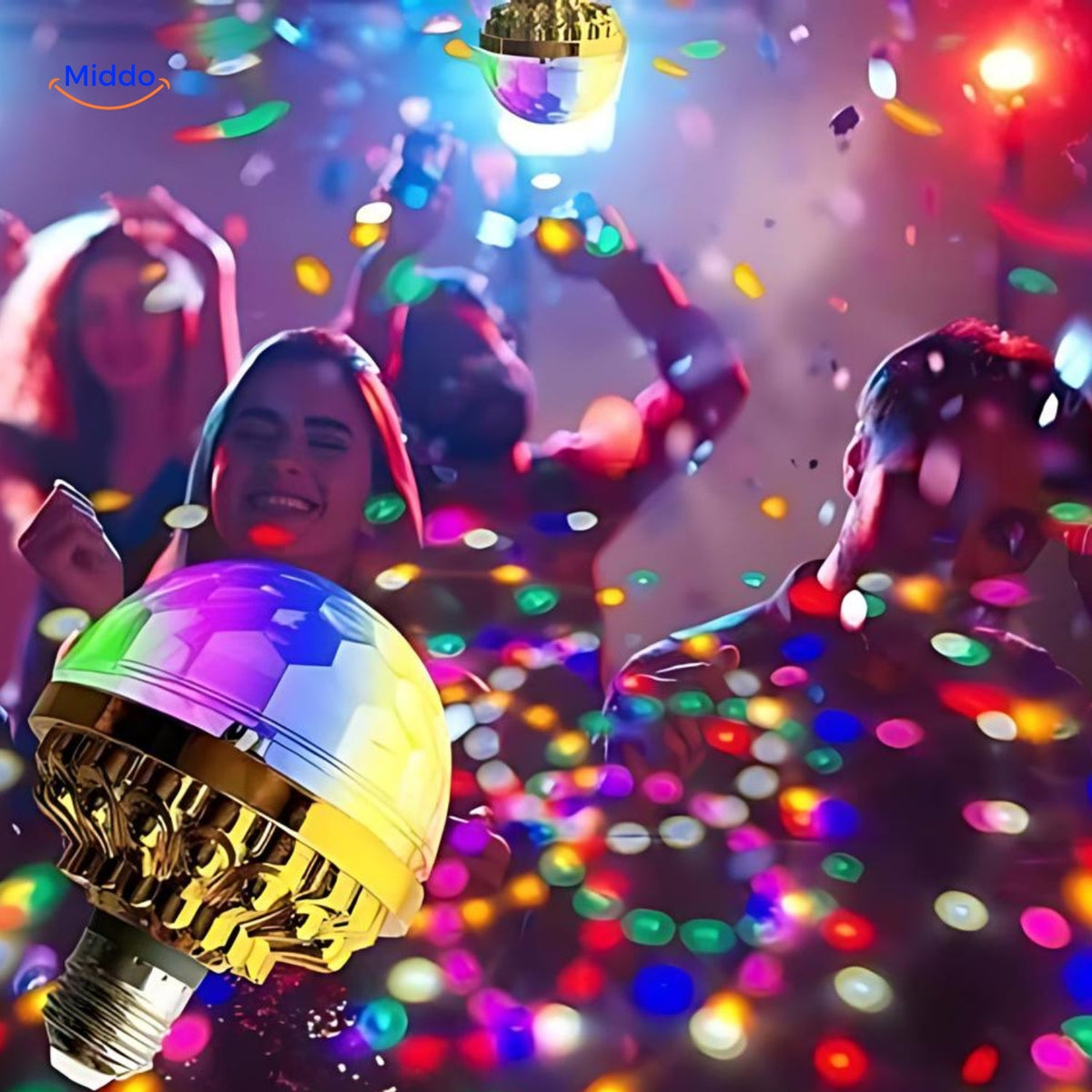 lampe disco LED rotative magicball avec projection de couleurs tourbillonnantes