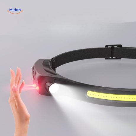 lampe frontale avec commande par capteur et lumière latérale intégrée pour une visibilité accrue
