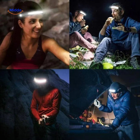 lampe frontale mains libres pour activités de plein air comme la randonnée ou le trail