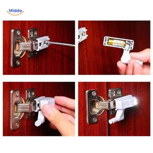 guide d'installation de la lampe led pour eclairage d'armoire sur charniere