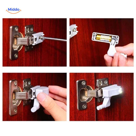 guide d'installation de la lampe led pour eclairage d'armoire sur charniere
