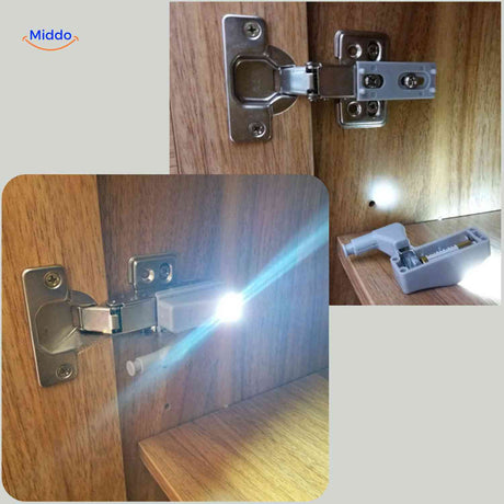 lampe led sur porte d'armoire avec compartiment piles visible