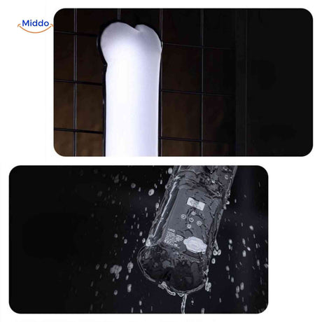 gros plan sur les détails de la lampe LED tube étanche, finition et connecteurs visibles