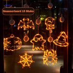 lot de 15 lampes led halloween assortis, guirlande lumineuse orange pour décoration de fenêtre festive