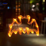 lampe led halloween chauve-souris orange, guirlande lumineuse festive pour décoration de fenêtre