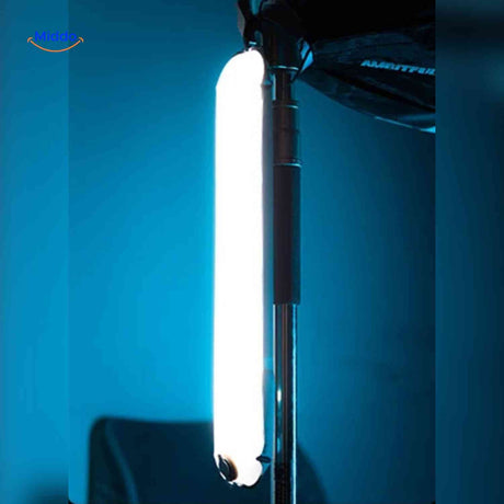 lampe LED tube gonflable en configuration studio, lumière homogène et diffuse