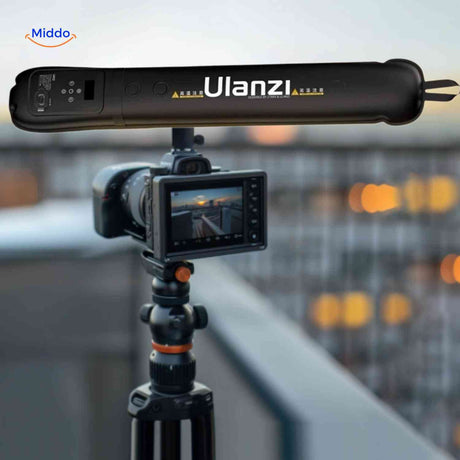 lampe LED tube gonflable montée sur un camera rig, idéale pour la photo et la vidéo