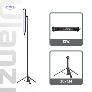lampe LED tube 12 W montée sur trépied extensible jusqu'à 207 cm
