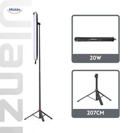 lampe LED tube 20 W sur trépied réglable jusqu'à 207 cm de hauteur