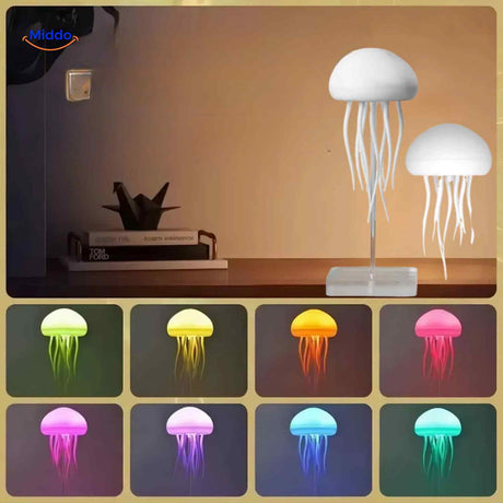 lampe méduse multicolore sur bureau, éclairage décoratif led à changement de couleurs