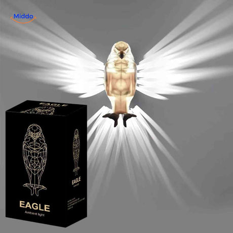 lampe murale aigle 3d avec projection de rayons lumineux sur le mur, effet decoratif spectaculaire