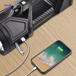 lampe de recherche avec port USB intégré pour recharger un smartphone en situation d'urgence