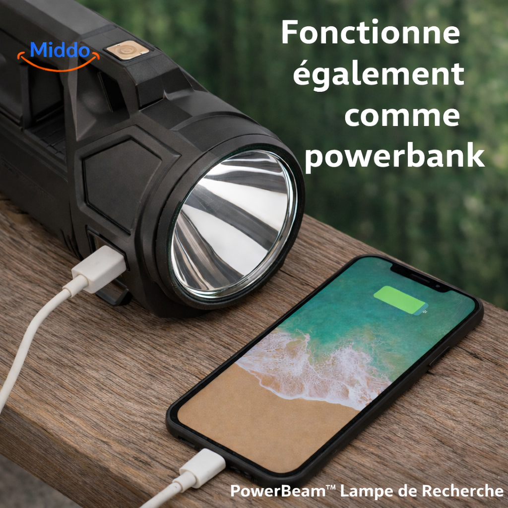 lampe de recherche LED portable en situation, design compact et ergonomique