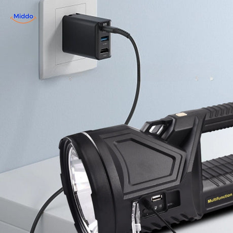lampe de recherche rechargeable via prise secteur, autonomie longue durée assurée