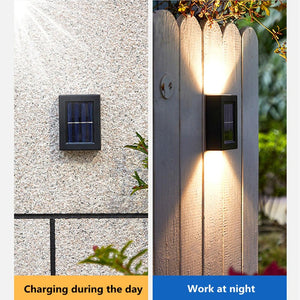 lampe solaire extérieure fixée sur mur et clôture, charge de jour et s'allume automatiquement la nuit