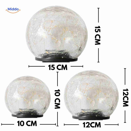 guide des tailles disponibles pour la lampe solaire globe led