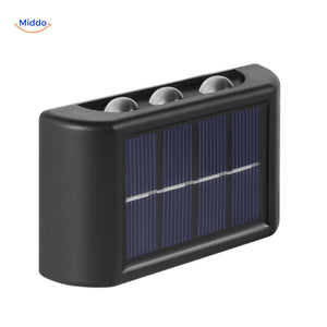 applique murale solaire led double tête étanche, vue produit sur fond neutre