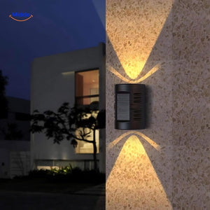 lampe solaire murale pour sécurité extérieure, double tête orientable et éclairage led puissant