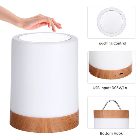 gros plan sur la commande tactile et l'entrée de charge usb de la lampe d'ambiance
