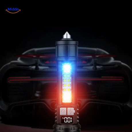 lampe torche led avec feux d'urgence rouge et bleu clignotants pour signalisation