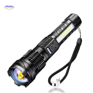 lampe torche led avec dragonne de poignet et port de recharge usb pratique