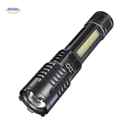 lampe torche led rechargeable avec jauge de batterie numérique pour suivre le niveau de charge