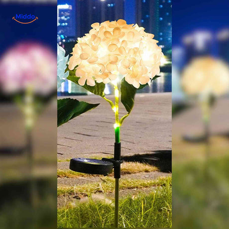 lanterne solaire hortensia jaune lumière décorative pour jardin et terrasse