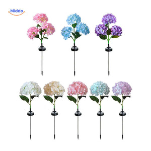 set de lanternes solaires hortensia avec leds pour allée et décoration de jardin