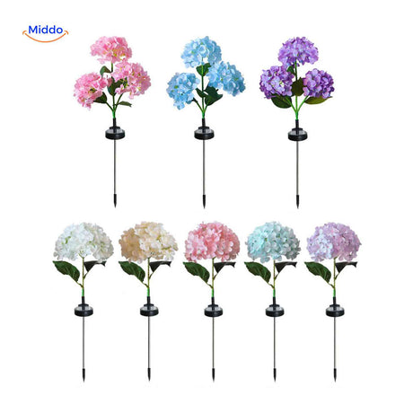 set de lanternes solaires hortensia avec leds pour allée et décoration de jardin