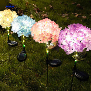 set de lanternes solaires hortensia avec leds multicolores pour décoration de jardin
