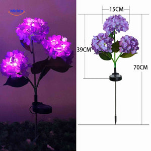 lanterne solaire hortensia violet trois fleurs éclairage led pour jardin décoratif
