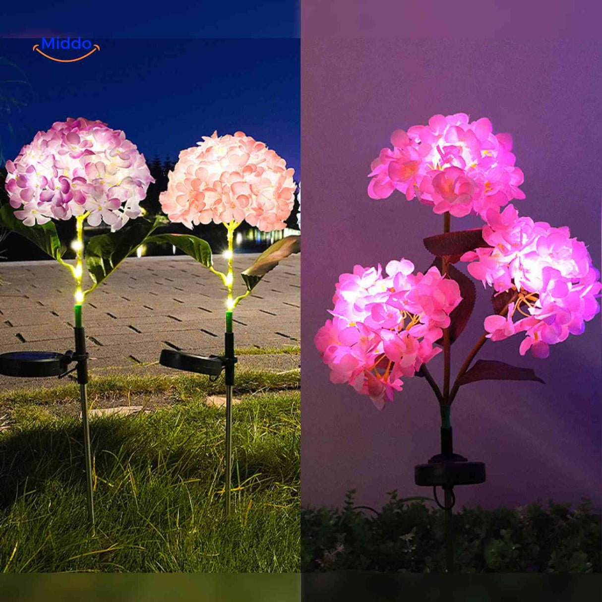 gros plan sur le panneau solaire de rechargement de la lanterne florale hortensia