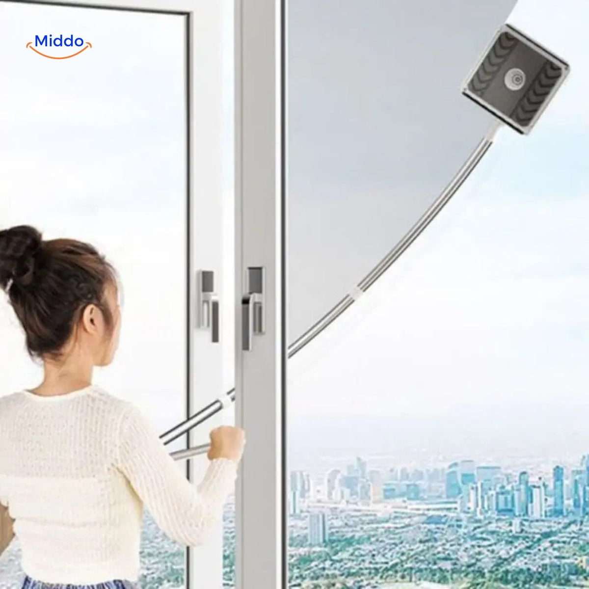 lave-vitre double face pour nettoyer les fenêtres d'immeuble en hauteur sans effort