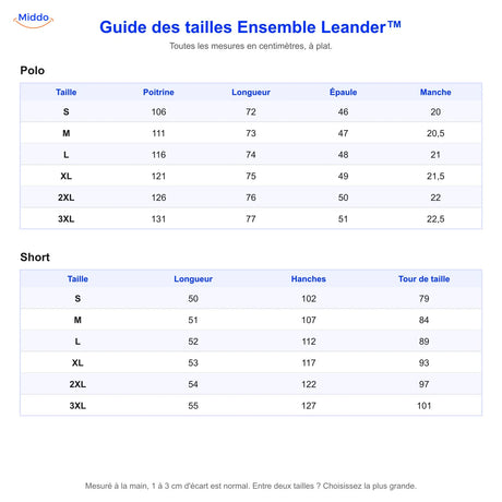 Guide des tailles ensemble Leander