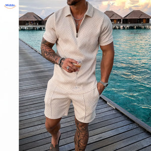Ensemble été Leander homme polo et short beige