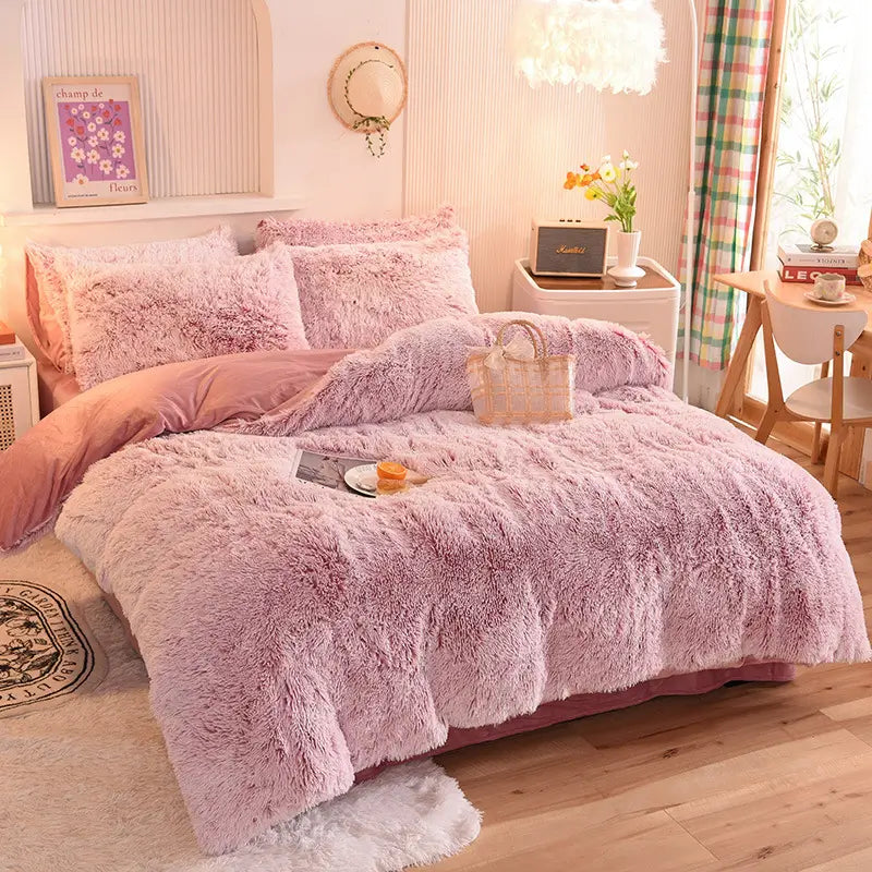 Parure de lit Teddy Fluffy en polaire, Lilas