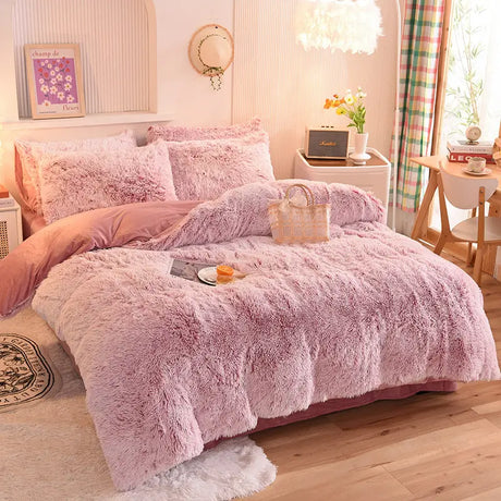 Parure de lit Teddy Fluffy en polaire, Lilas