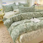 linge de lit bébé set 4 pièces motif feuilles vertes naturel, style scandinave et apaisant
