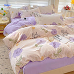 linge de lit bébé set 4 pièces motif fleurs de lavande, ambiance douce et apaisante