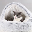chat reposant dans un lit pour animaux luxueux coloris gris