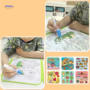 livre de coloriage a l'eau magique pour enfants avec illustrations d'animaux qui apparaissent en couleur